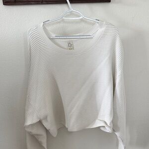 Offline Cropped Ribbed Knit Sweater - Cream